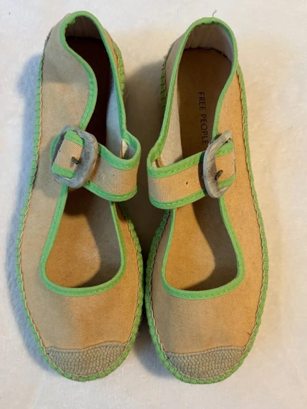 Free People Surfside Mary Jane Espadrilles Canvas  Platform Size 38 NWOB